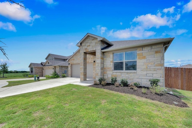 16817 Ponte Cv, Pflugerville, TX 78660 - view of front of property with stone siding, a garage, concrete driveway, and a shingled roof