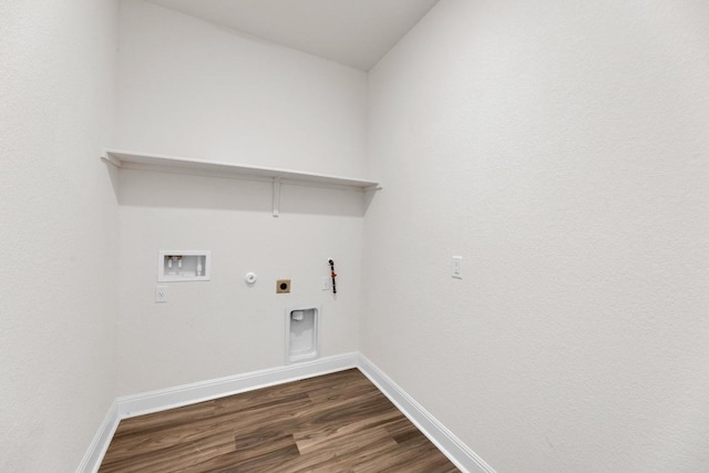 16817 Ponte Cv, Pflugerville, TX 78660 - laundry room with hookup for a gas dryer, electric dryer hookup, hookup for a washing machine, and dark wood finished floors