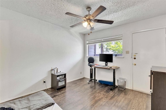 2801 Hemphill Park Unit A102, Austin, TX 78705 - office featuring ceiling fan, wood finished floors, and a textured ceiling