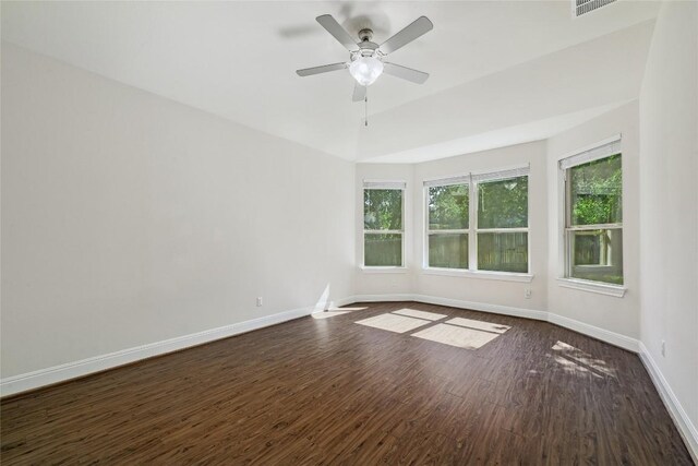 2232 Skippy Cv, Leander, TX 78641 - empty room with dark wood finished floors and ceiling fan