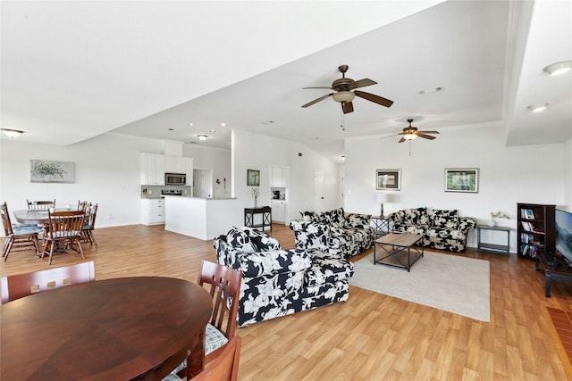 2806 Truman Cv, Lago Vista, TX 78645 - dining space featuring light wood-style floors and a ceiling fan