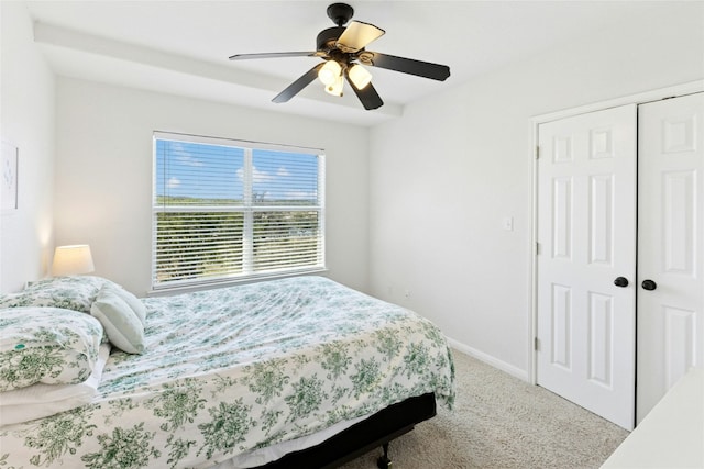 2806 Truman Cv, Lago Vista, TX 78645 - carpeted bedroom featuring ceiling fan and a closet
