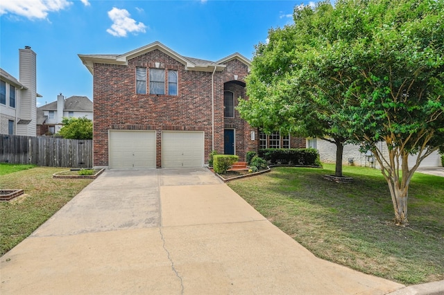 7008 Wandering Oak Rd, Austin, TX 78749 - traditional-style house with brick siding, concrete driveway, and an attached garage
