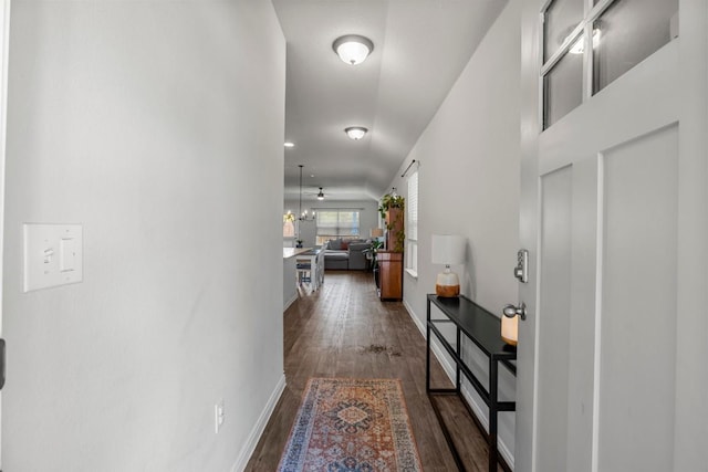 13911 Macquarie Dr, Pflugerville, TX 78660 - hall with dark wood-style floors and baseboards