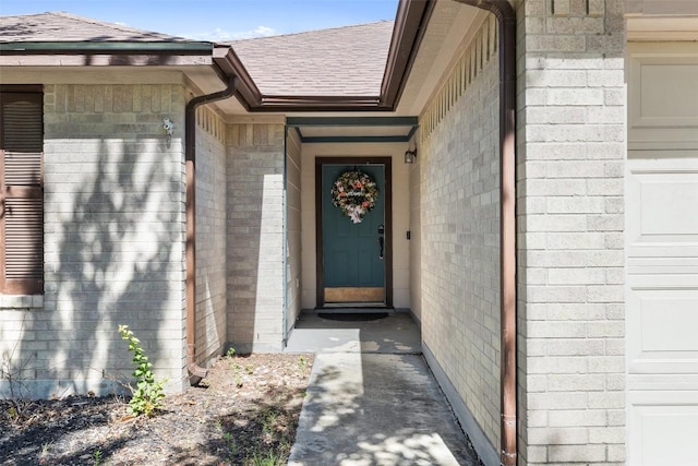 6001 Andross Ct, Hutto, TX 78634 - property entrance featuring a shingled roof and brick siding