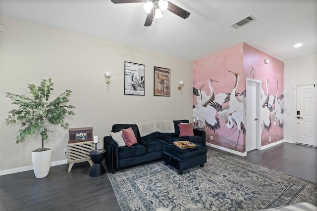 6001 Andross Ct, Hutto, TX 78634 - living area with wood finished floors and ceiling fan