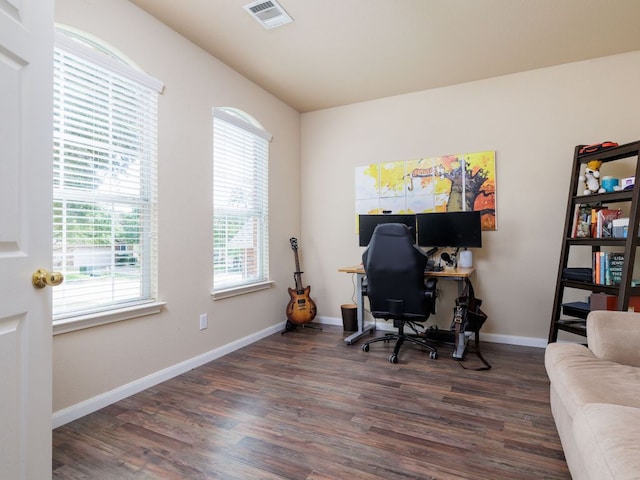 2407 Silver Spur Ln, Leander, TX 78641 - office area featuring healthy amount of natural light and wood finished floors
