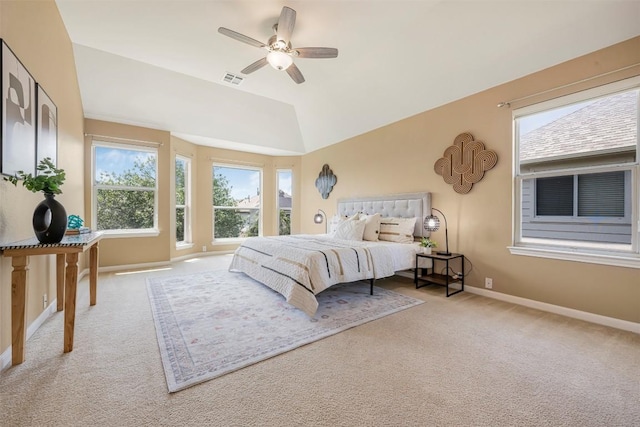 3126 Fiorellino Pl, Cedar Park, TX 78613 - carpeted bedroom with lofted ceiling and ceiling fan