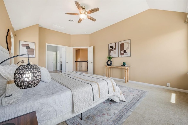 3126 Fiorellino Pl, Cedar Park, TX 78613 - carpeted bedroom featuring lofted ceiling and a ceiling fan