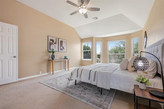3126 Fiorellino Pl, Cedar Park, TX 78613 - bedroom featuring carpet floors, vaulted ceiling, and ceiling fan