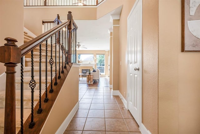 3126 Fiorellino Pl, Cedar Park, TX 78613 - hallway featuring stairs and tile patterned floors