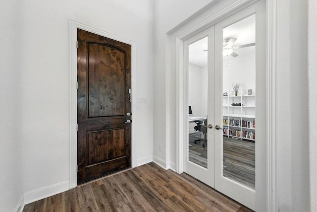216 Tovas Secret Cv, Georgetown, TX 78628 - entrance foyer with french doors and dark wood-style flooring