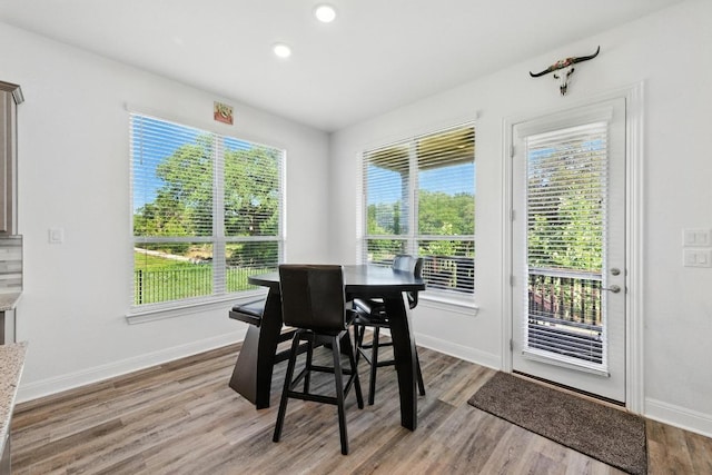 216 Tovas Secret Cv, Georgetown, TX 78628 - dining space featuring healthy amount of natural light, light wood finished floors, and recessed lighting
