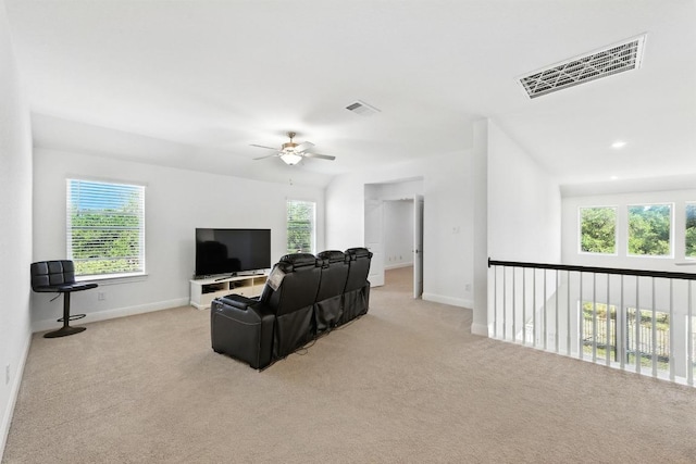 216 Tovas Secret Cv, Georgetown, TX 78628 - carpeted living area with a ceiling fan and recessed lighting