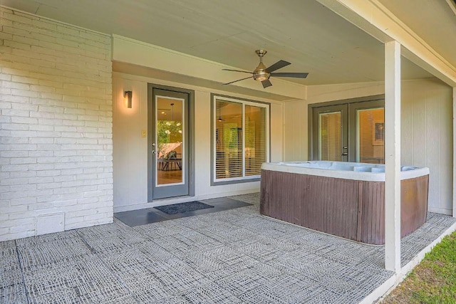 3013 Val Dr, Austin, TX 78723 - view of patio / terrace with a hot tub and ceiling fan