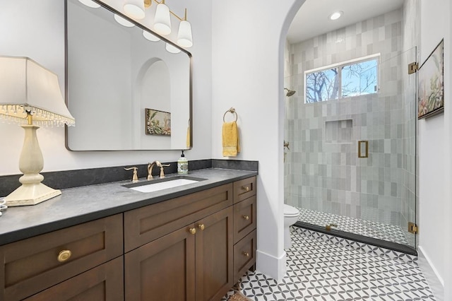 2314 Camino Del Verdes Pl, Round Rock, TX 78681 - full bath with vanity and a shower stall
