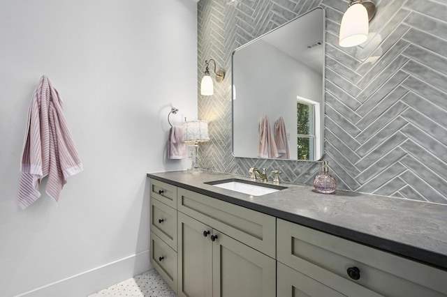 2314 Camino Del Verdes Pl, Round Rock, TX 78681 - bathroom with vanity and backsplash