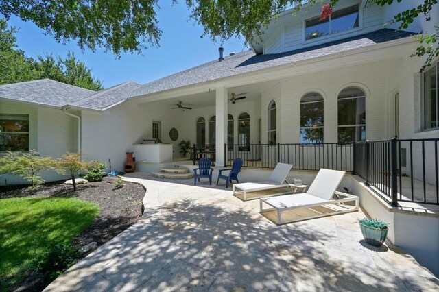 2314 Camino Del Verdes Pl, Round Rock, TX 78681 - view of patio / terrace with a ceiling fan and an outdoor fire pit