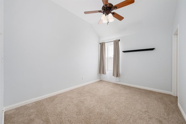 3443 Cortes Pl, Round Rock, TX 78665 - unfurnished room with carpet floors, lofted ceiling, and a ceiling fan