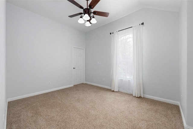 3443 Cortes Pl, Round Rock, TX 78665 - spare room featuring light carpet, ceiling fan, and lofted ceiling