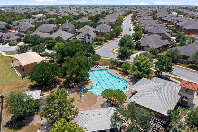 3443 Cortes Pl, Round Rock, TX 78665 - aerial view of residential area with a pool area