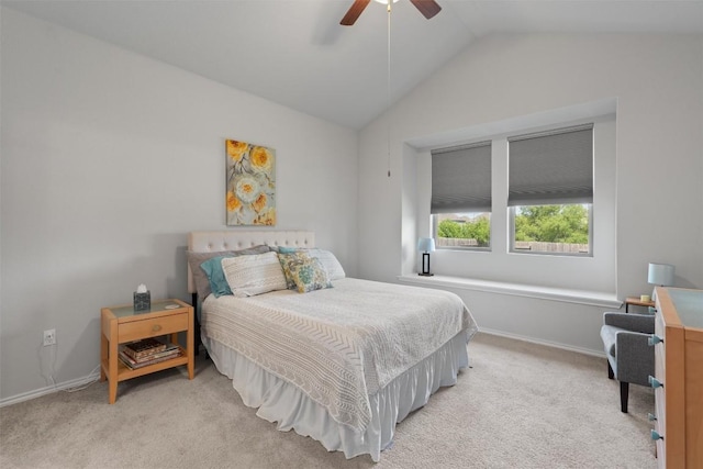 11717 Reindeer Dr, Austin, TX 78754 - bedroom featuring lofted ceiling, light carpet, and a ceiling fan