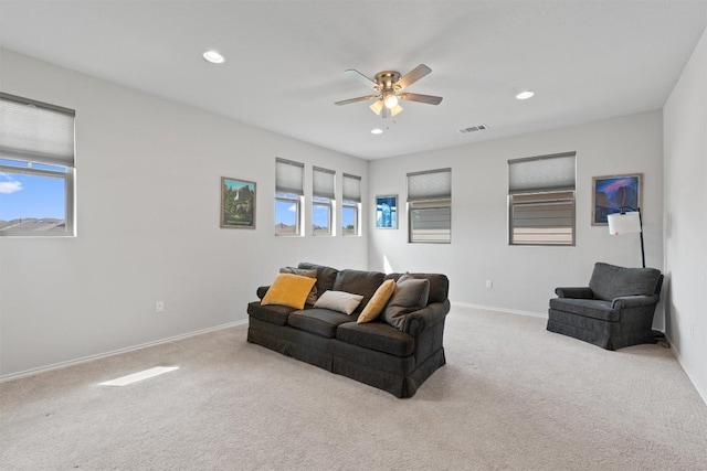 11717 Reindeer Dr, Austin, TX 78754 - living room with carpet flooring, recessed lighting, and ceiling fan