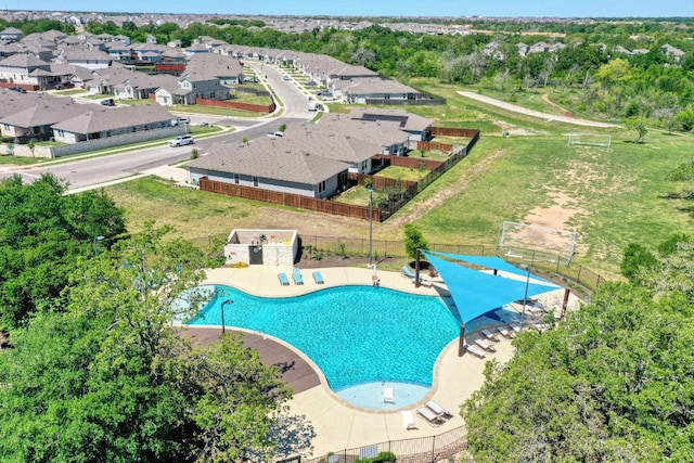 217 Stone Creek Dr, Georgetown, TX 78628 - aerial perspective of suburban area featuring a pool area