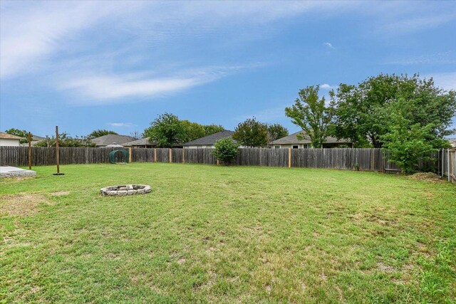 1000 Warbler Cv, Hutto, TX 78634 - fenced backyard featuring an outdoor fire pit