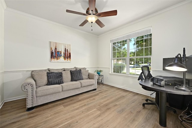 1903 Chula Vista Dr, Cedar Park, TX 78613 - office space featuring ornamental molding, wood finished floors, and ceiling fan