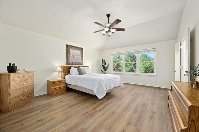 1903 Chula Vista Dr, Cedar Park, TX 78613 - bedroom featuring vaulted ceiling, light wood-type flooring, and a ceiling fan