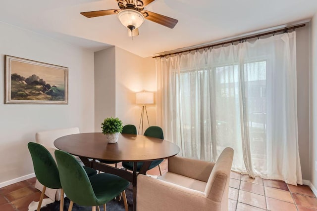 13223 Broadmeade Ave, Austin, TX 78729 - dining area with ceiling fan and light tile patterned floors