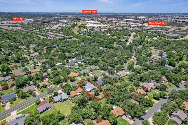 13223 Broadmeade Ave, Austin, TX 78729 - aerial view of property's location featuring property boundaries highlighted