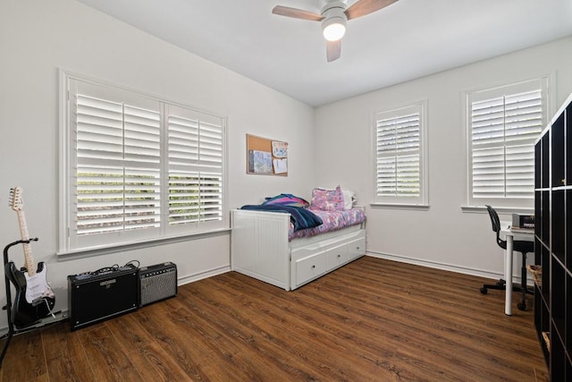 3702 Terrina St Unit 12, Austin, TX 78759 - bedroom with wood finished floors and ceiling fan