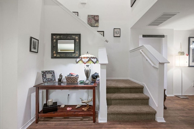 1149 Hyde Park Dr, Round Rock, TX 78665 - stairway featuring wood finished floors and baseboards