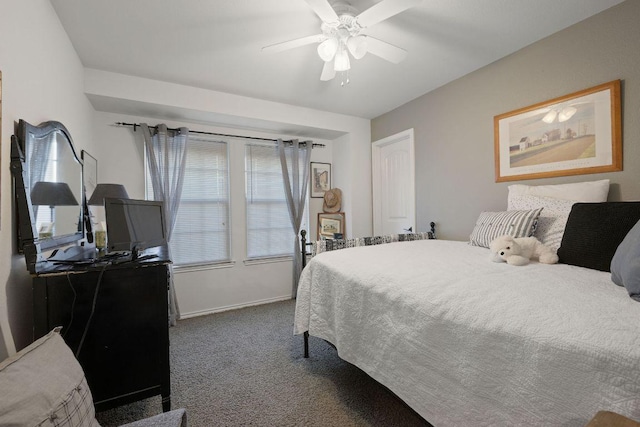 1149 Hyde Park Dr, Round Rock, TX 78665 - bedroom featuring dark carpet and a ceiling fan
