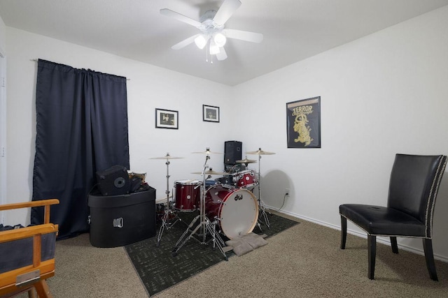 1149 Hyde Park Dr, Round Rock, TX 78665 - carpeted home office featuring ceiling fan and baseboards