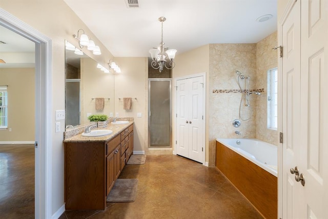 10565 N 77th Hwy, Lexington, TX 78947 - bathroom with an enclosed shower, plenty of natural light, double vanity, and a garden tub