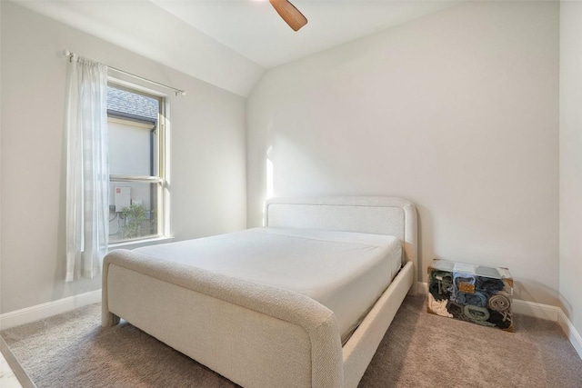 131 Katie Dr, Austin, TX 78737 - bedroom featuring carpet flooring, lofted ceiling, and a ceiling fan