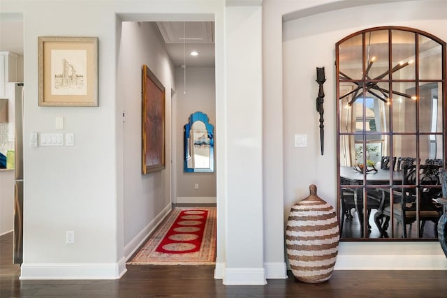 131 Katie Dr, Austin, TX 78737 - corridor with attic access and wood finished floors