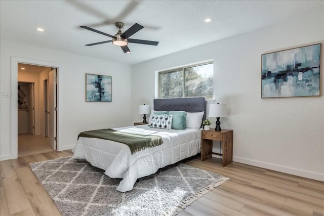 11202 Alhambra Dr, Austin, TX 78759 - bedroom with wood finished floors, recessed lighting, and a ceiling fan
