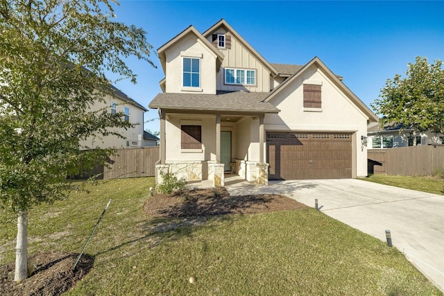 600 C-Bar Ranch Trl Unit 108, Cedar Park, TX 78613 - view of front of home with board and batten siding, concrete driveway, an attached garage, covered porch, and roof with shingles