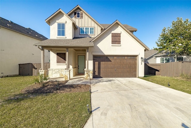 600 C-Bar Ranch Trl Unit 108, Cedar Park, TX 78613 - view of front of property featuring driveway, a garage, a porch, board and batten siding, and roof with shingles