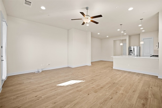 600 C-Bar Ranch Trl Unit 108, Cedar Park, TX 78613 - unfurnished living room featuring light wood finished floors, recessed lighting, and a ceiling fan