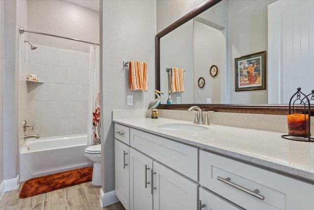 202 Iron Rail Ln, Georgetown, TX 78633 - full bathroom featuring vanity, wood finished floors, and shower / tub combo