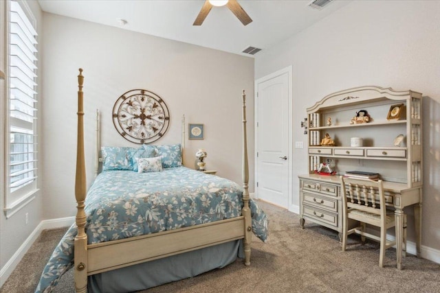 202 Iron Rail Ln, Georgetown, TX 78633 - bedroom featuring carpet flooring, ceiling fan, and a desk