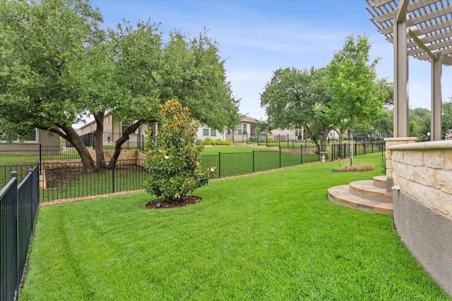 202 Iron Rail Ln, Georgetown, TX 78633 - fenced backyard featuring a pergola