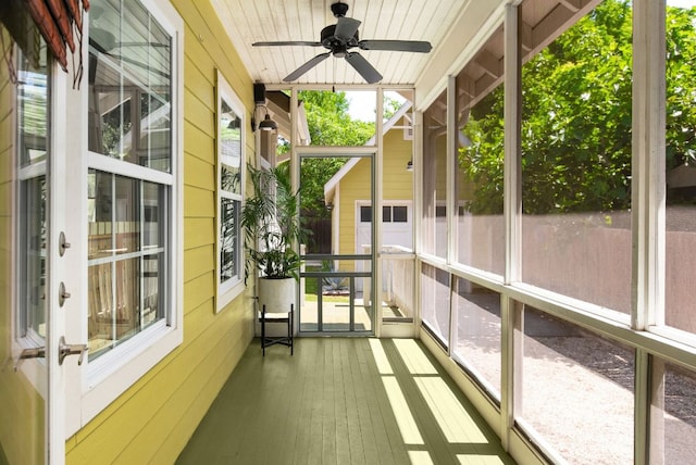 1608 Hether St, Austin, TX 78704 - unfurnished sunroom with ceiling fan and plenty of natural light