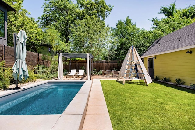 1608 Hether St, Austin, TX 78704 - view of swimming pool with a patio area and a fenced backyard