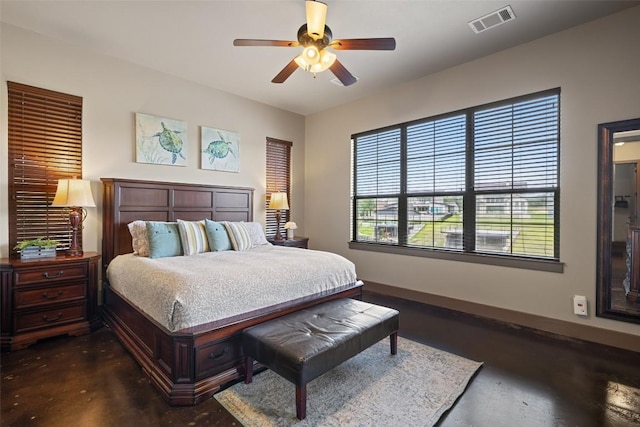 186 Sleepy Oaks Dr, Kingsland, TX 78639 - bedroom featuring finished concrete flooring and ceiling fan